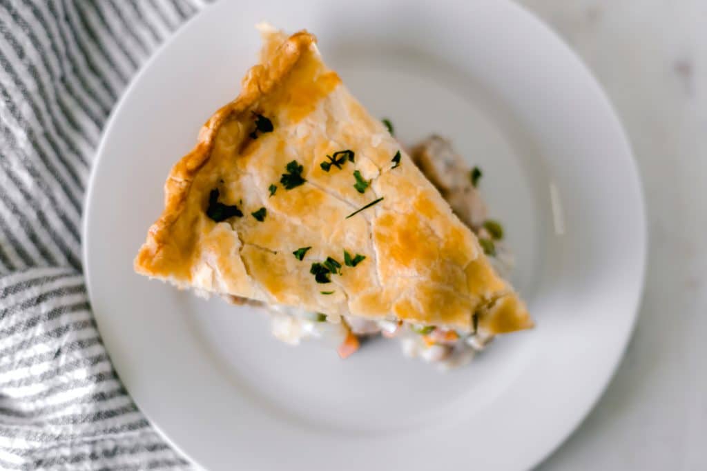 Super Easy Chicken Pot Pie Recipe on a plate 