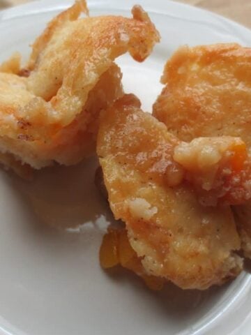 close-up view mini cobbler on a white plate