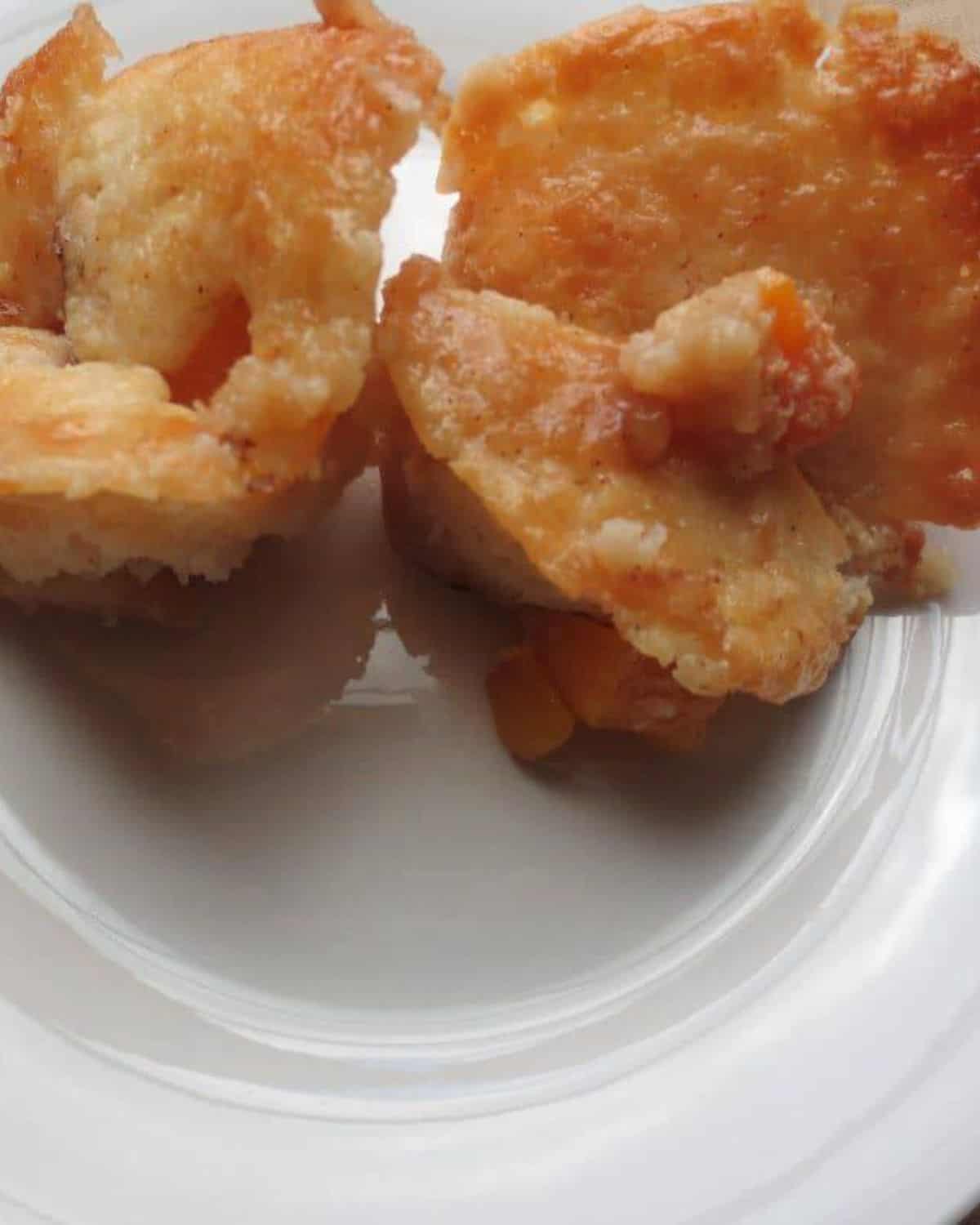 Close up view of cobblers on white plate. 