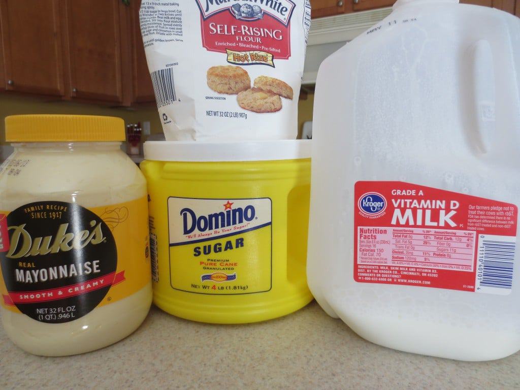 ingredients for fast and easy biscuits on kitchen counter