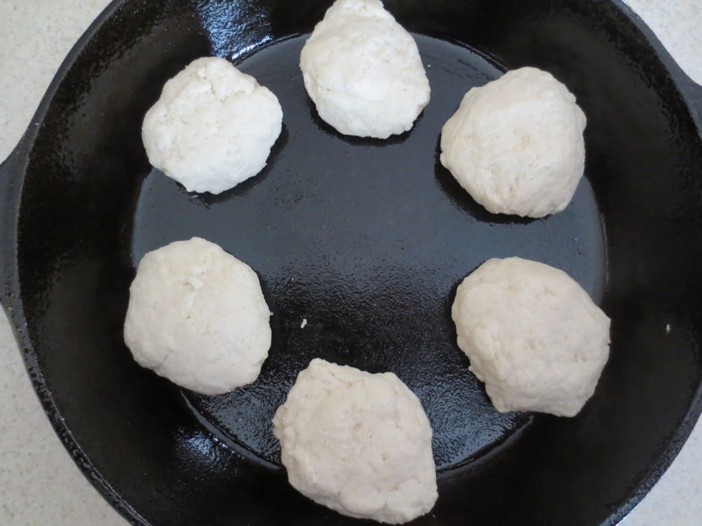 fast and easy biscuits in cast iron skillet before baking