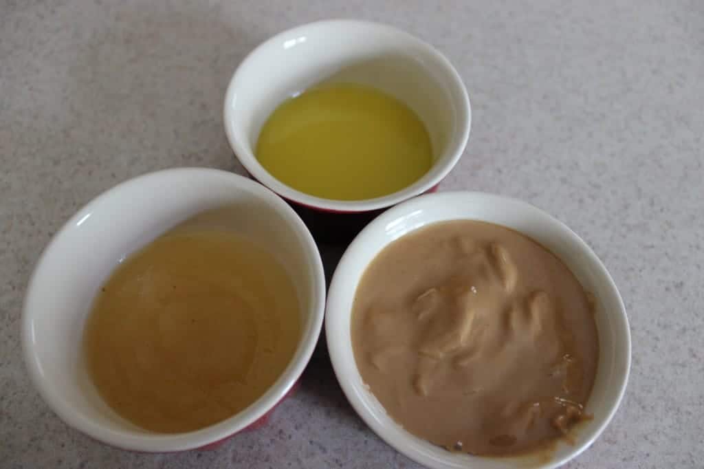 Wet Ingredients for Peanut Butter Dog Biscuits 