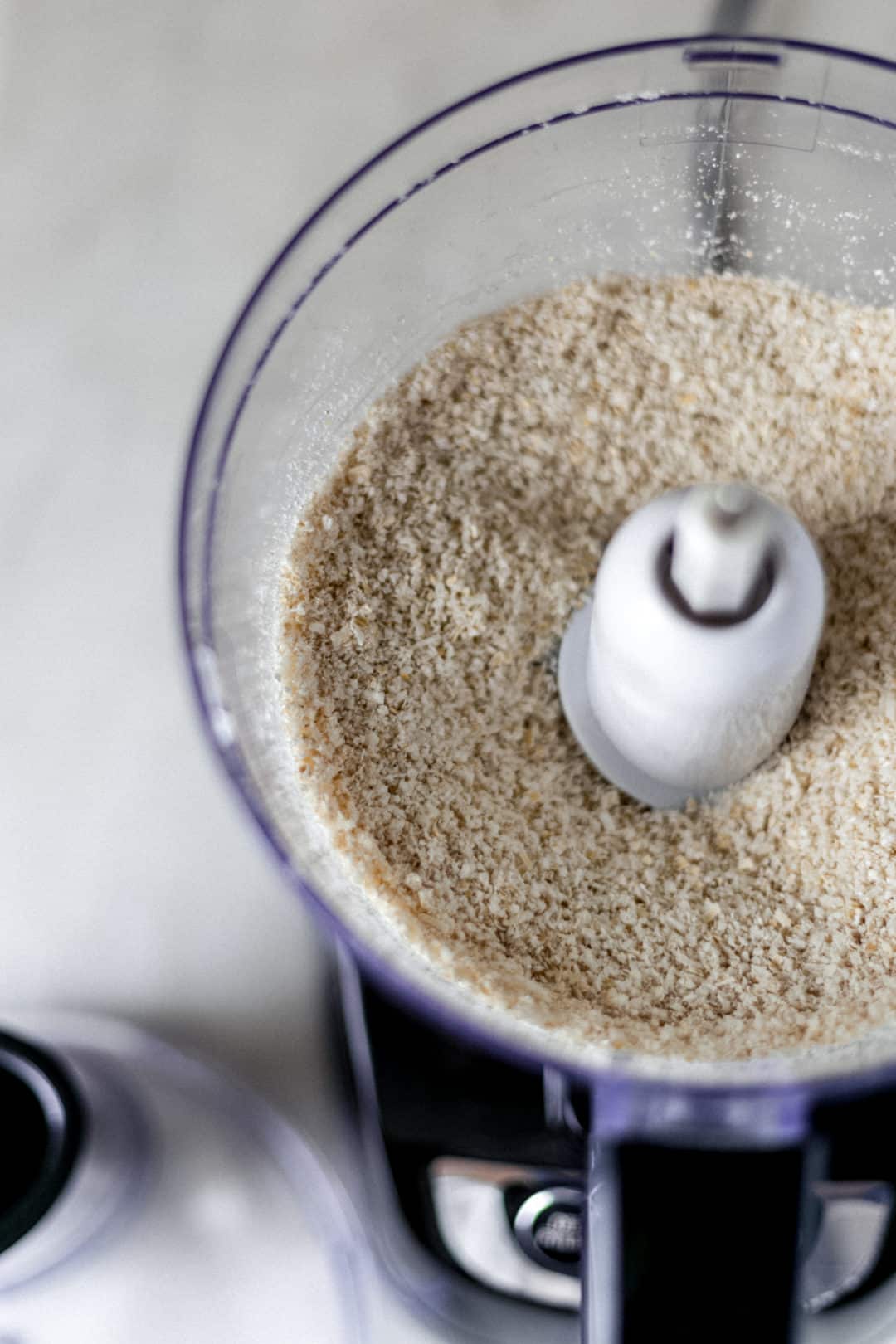 oat and coconut meal in food processor 