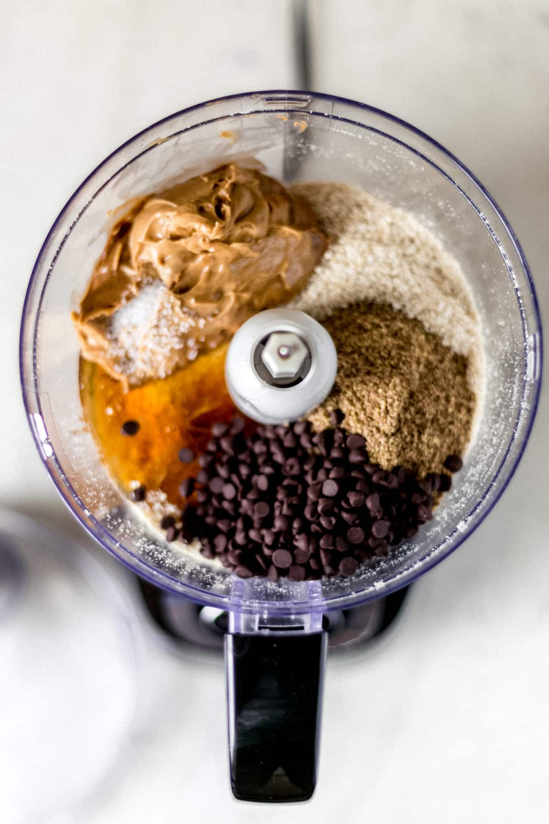energy bite ingredients added to food processor 