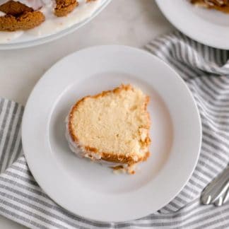 slice of cake on white plate