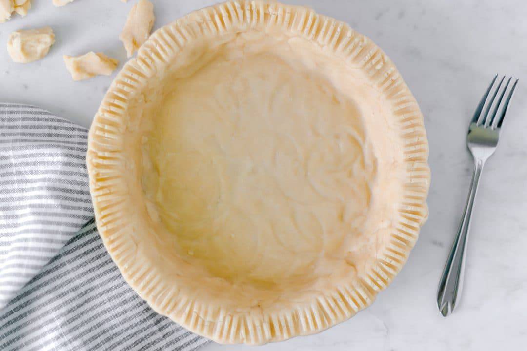 overhead view of finished pie crust