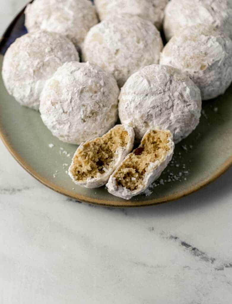 plate of tea cake with one broken in half