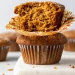 two muffins stacked on top of each other