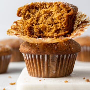 two muffins stacked on top of each other