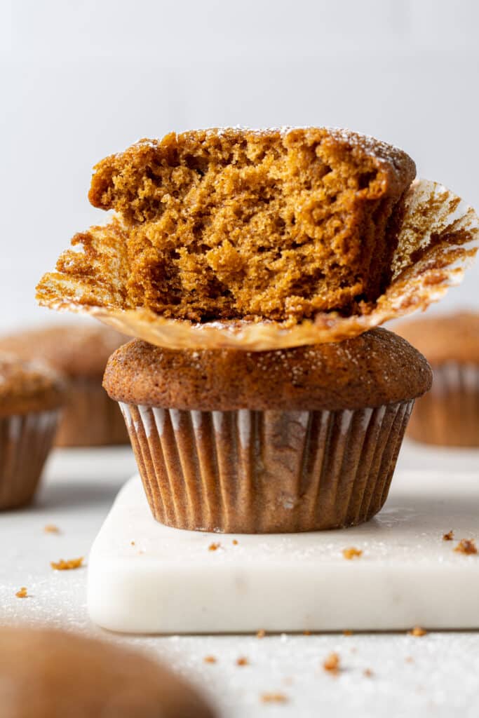 two muffins stacked on top of each other