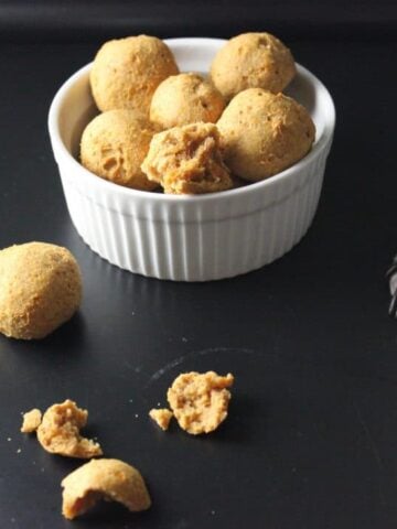 dog treats in white bowl