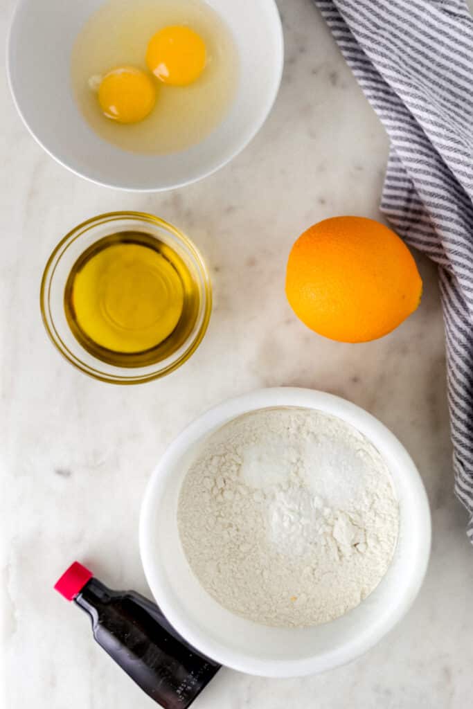 ingredients for orange olive oil cake recipe