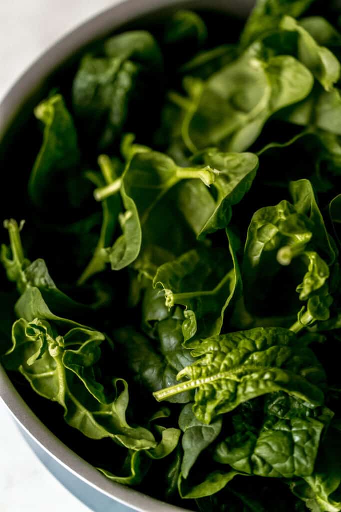 sauteed garlic spinach in large skillet