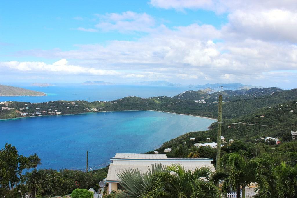 caribbean scenery of water land and sky
