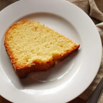slice of cake on white plate