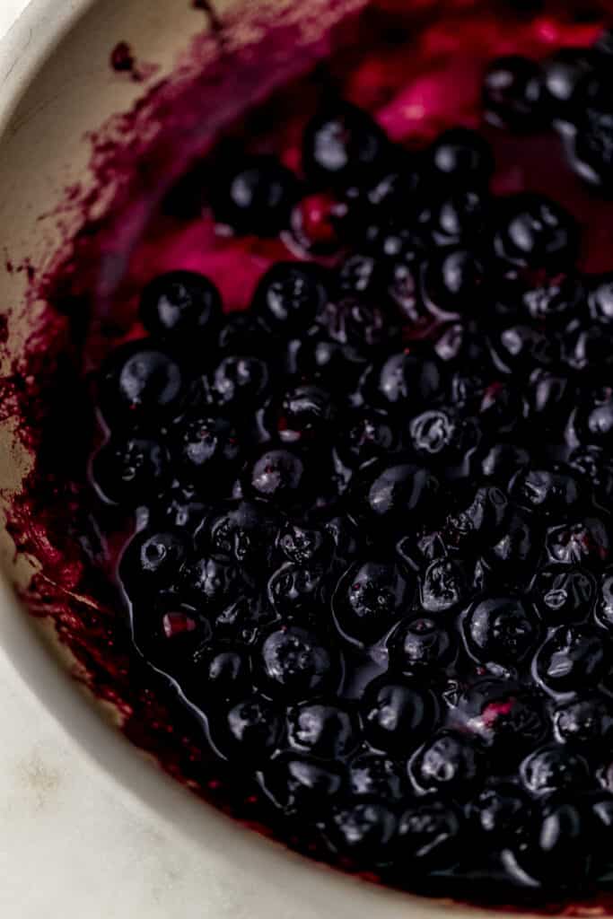 fresh blueberries in skillet 