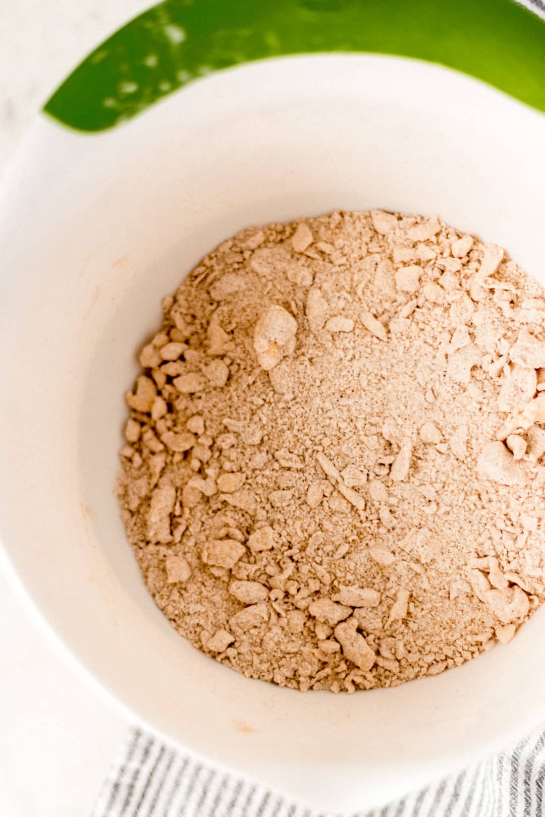 Mixing bowl with butter flour mixture to make pumpkin scones