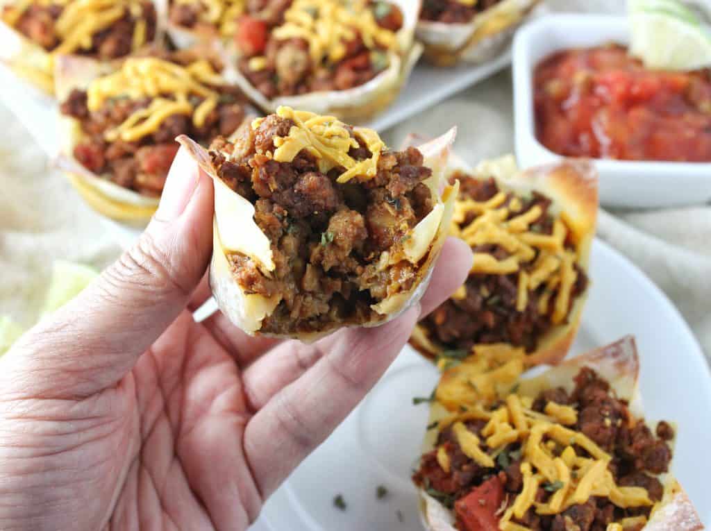 Taco Cups made in Muffin Pan