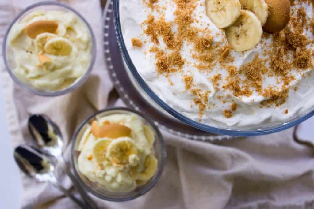 Overhead view of Homemade Banana Pudding Recipe