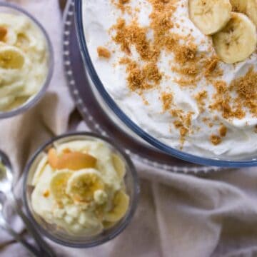 Overhead view of Homemade Banana Pudding Recipe