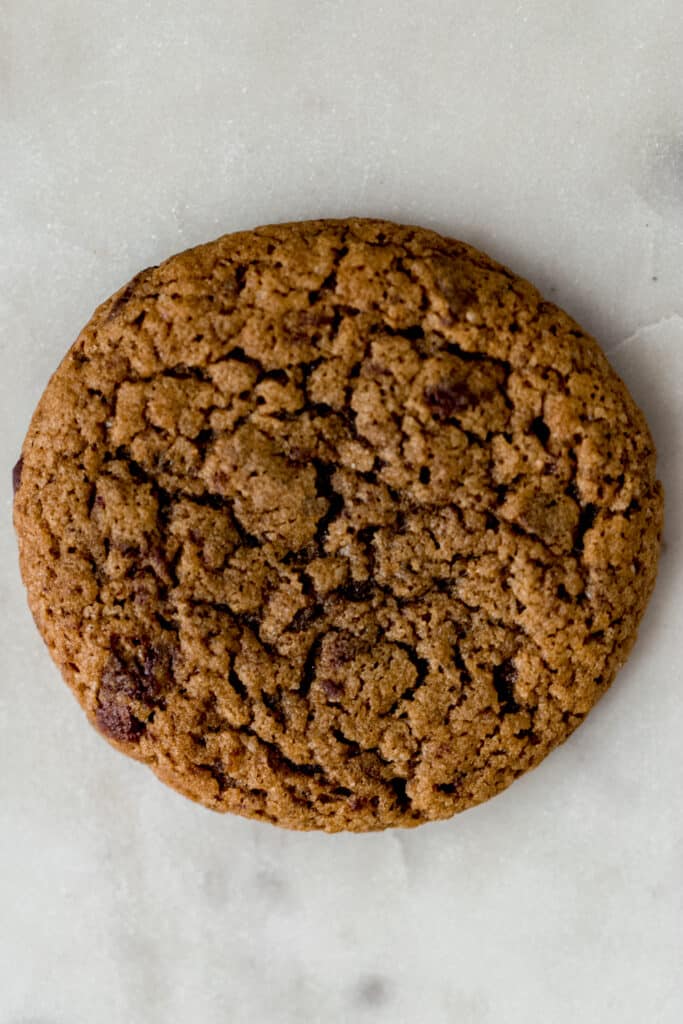 overhead view single coffee cookie