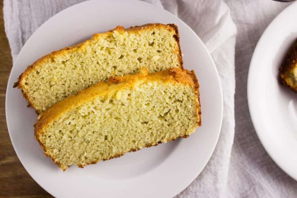 Two Slices of Almond Coconut Flour Bread on a plate