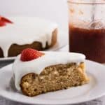 Strawberry Preserves Cake - Easy to make cake that incorporates strawberry preserves and is topped with a delicious lemon glaze. simplylakita.com #cake #strawberrypreserves
