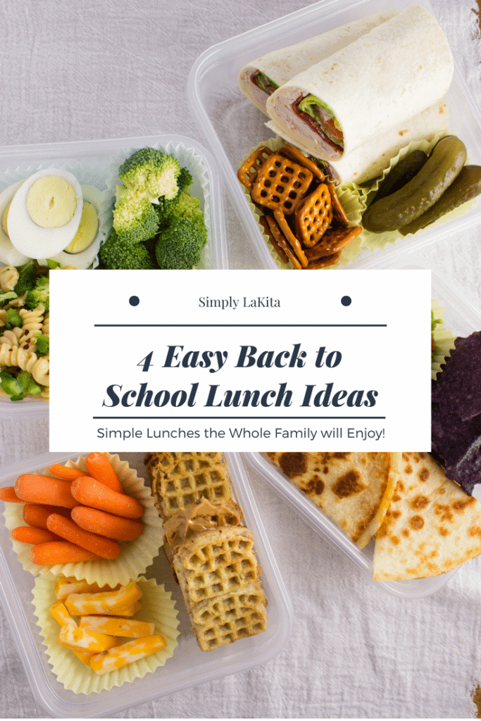 overhead view of finished lunches in containers 