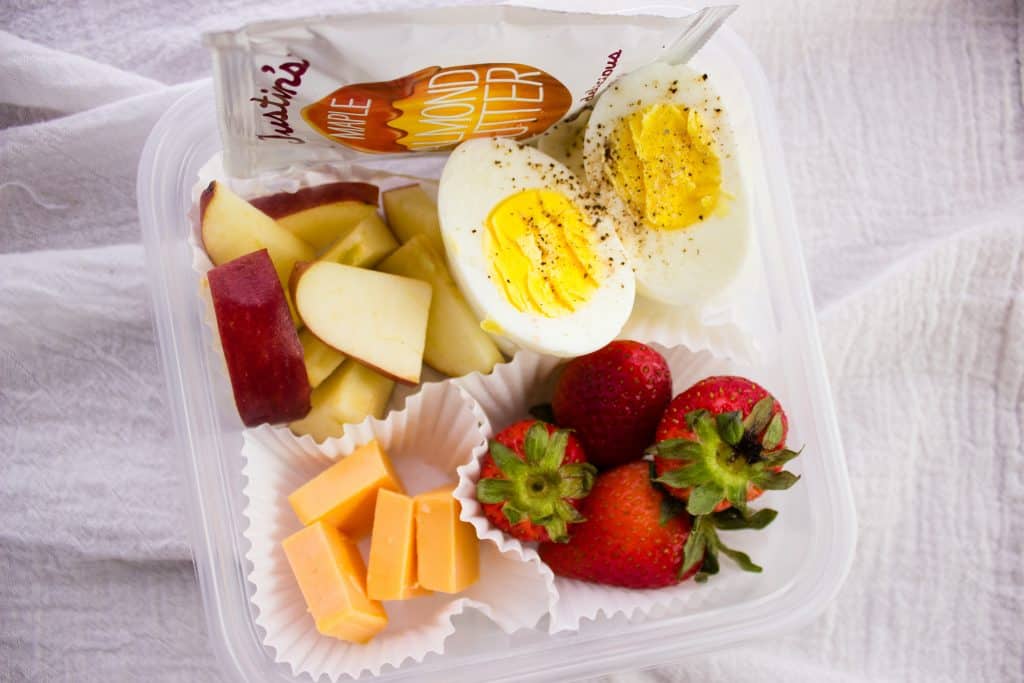 protein breakfast box in plastic container