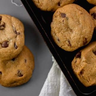 overhead view coconut oil chocolate chip cookies