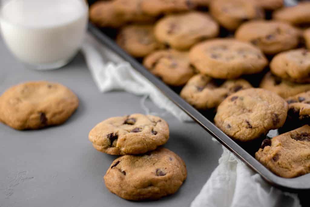 Close-up side view Coconut Oil Chocolate Chip Cookies