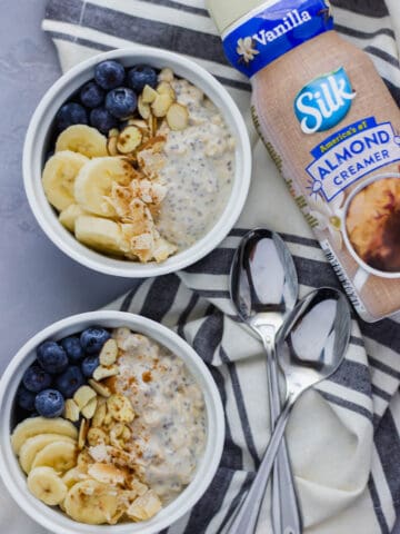 overhead view of Almond Overnight Oats