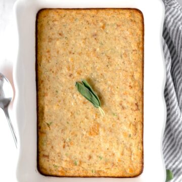 overhead view Easy Cornbread Dressing