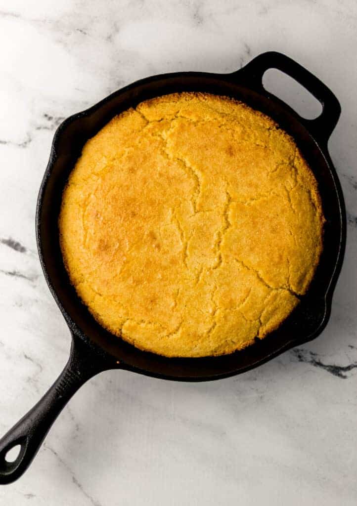 overhead view of finished cornbread