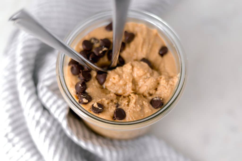 overhead view edible cookie dough