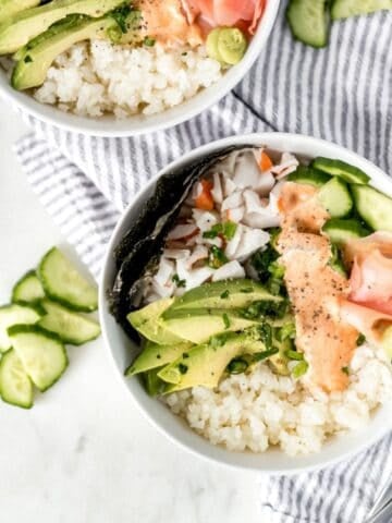 Overhead view of finished bowl.