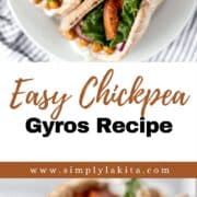 Two photos of finished gyros on pin with text overlay.