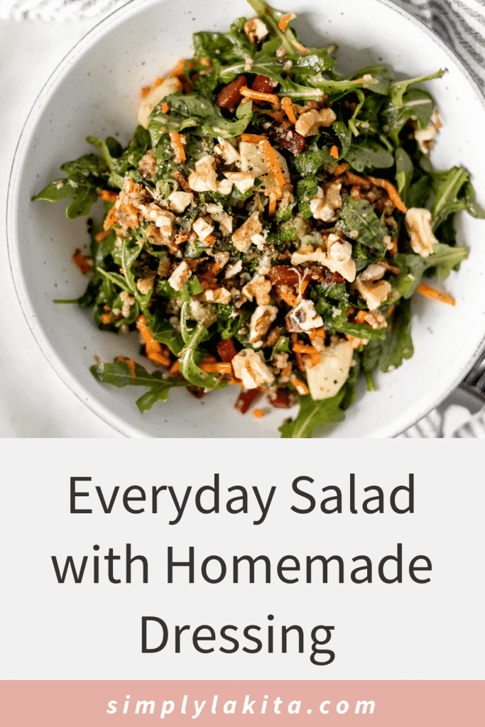 overhead shot of salad in a bowl