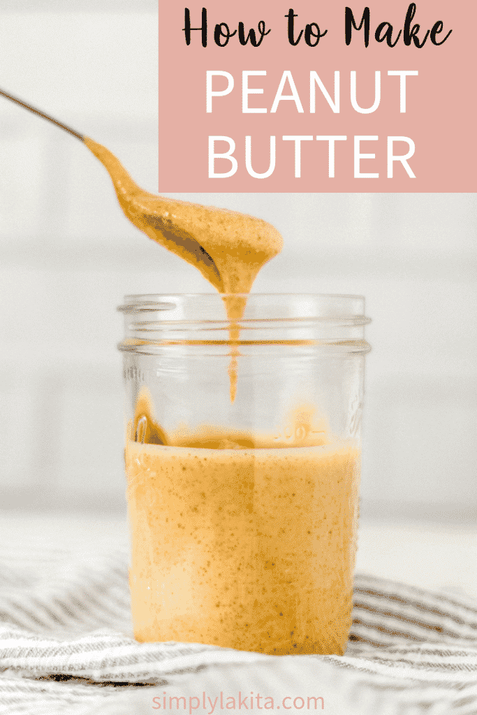side view homemade peanut butter with spoon