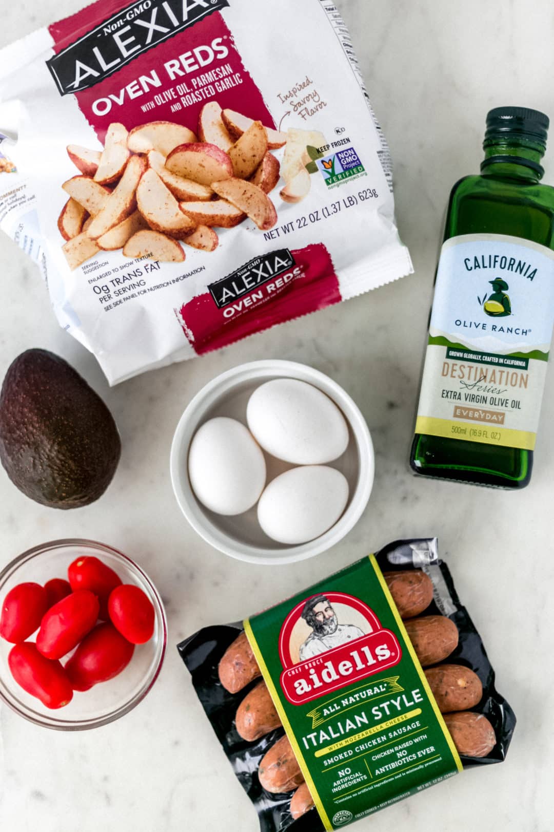 Ingredients for sheet pan breakfast bake