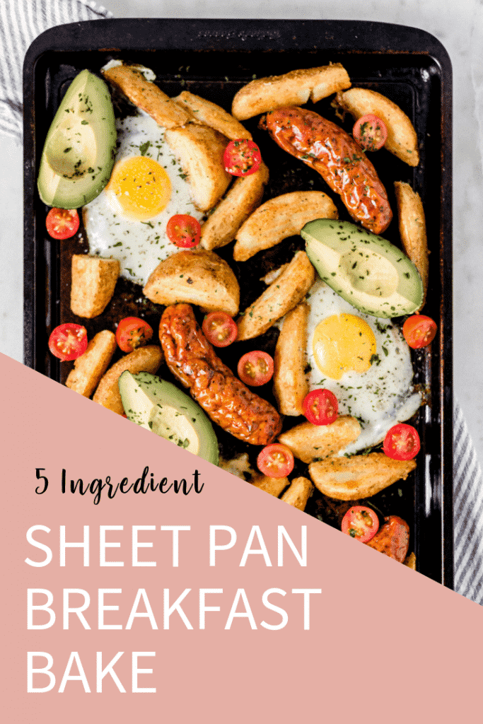 overhead photo of full sheet pan breakfast bake