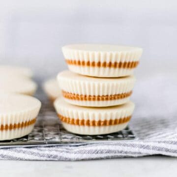 stacked white chocolate peanut butter cups