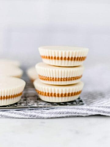 stacked white chocolate peanut butter cups