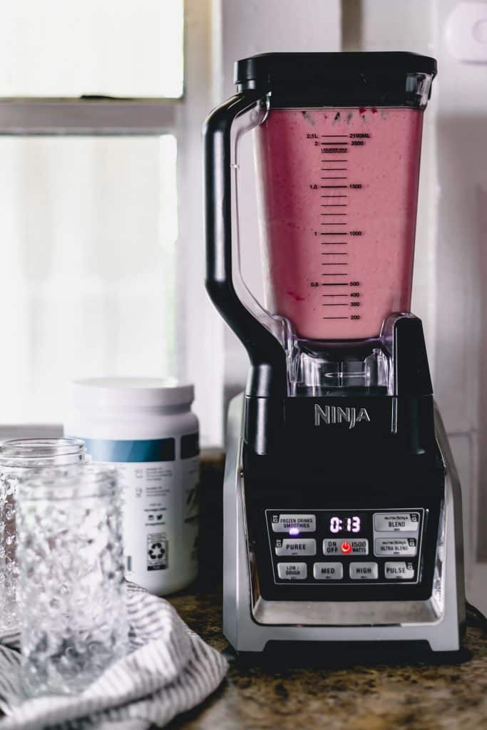 strawberry smoothie in Ninja blender