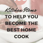 hand over bowl of pasta in the background of blog title 