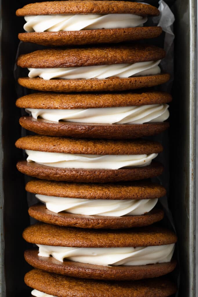 finished whoopie pies in loaf pan