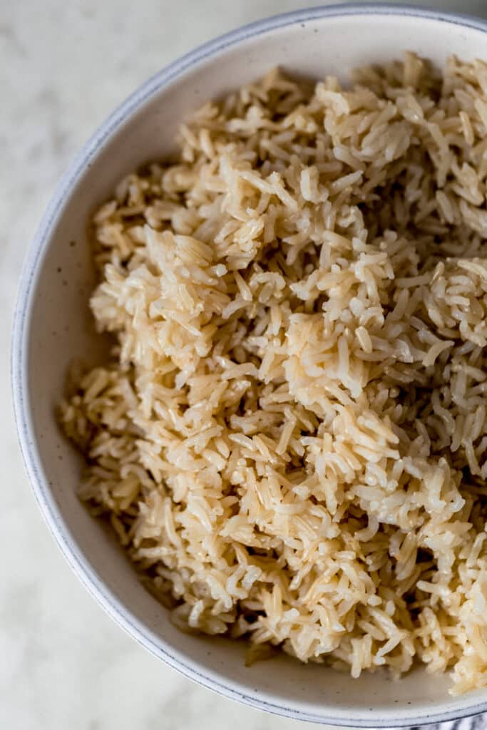 large bowl of instant pot brown rice 