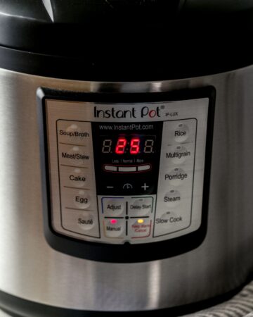 Front view of instant pot cooking.