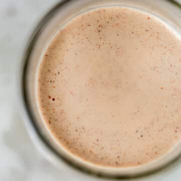 overhead view yum yum sauce in jar