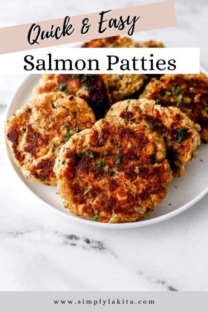 Plate with patties on it with text overlay pin.